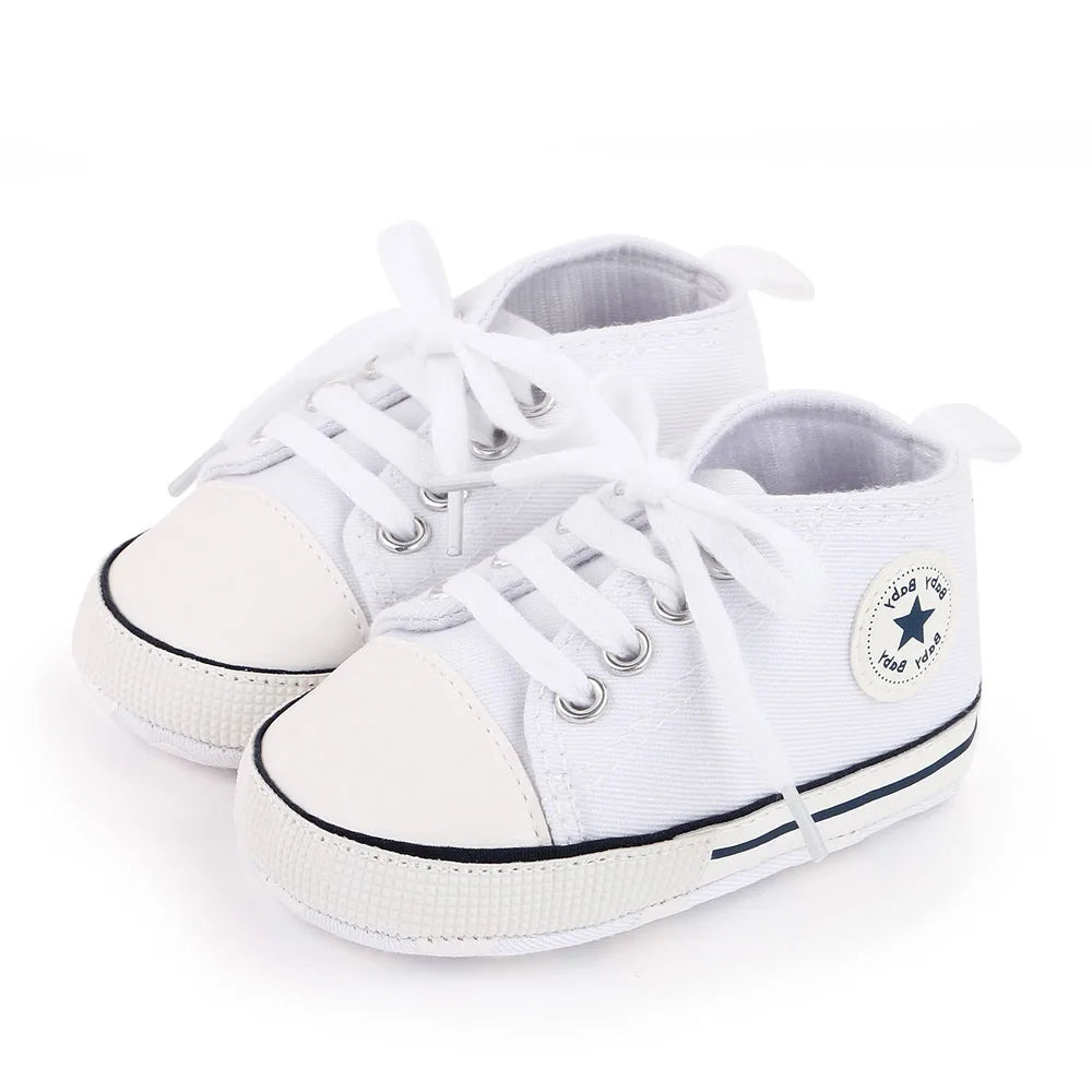 Spring New Baby Shoes Boy and Girl Classic Canvas Casual Sneakers Soft Sole Non-Slip Walking Newborn Toddler Shoes First Walkers
