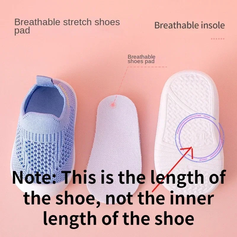 Breathable Knit Mesh Walking Shoes for Kids Spring Summer Soft Sole Anti-Collision Unisex Pastel Casual Sneakers Toddlers 1-3Y