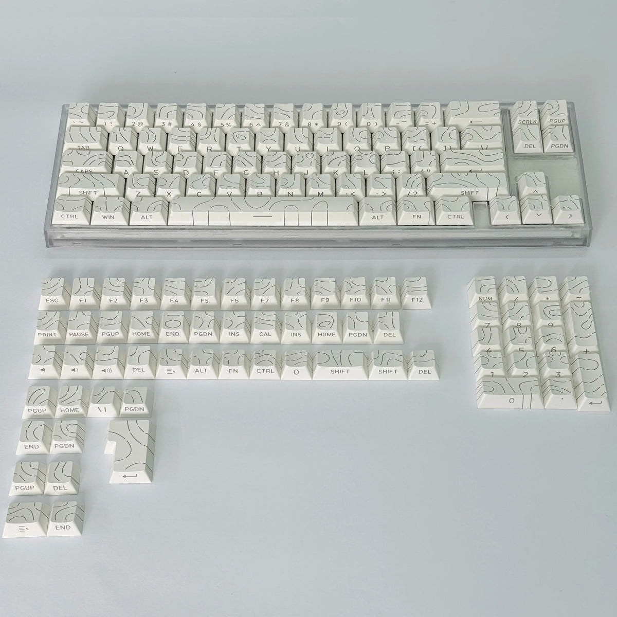 Lines Sided Shine Through Keycaps Cherry Profile Black White 97/133 Keys Customer keycaps for Mechanical Keyboard 60% 65% 75%