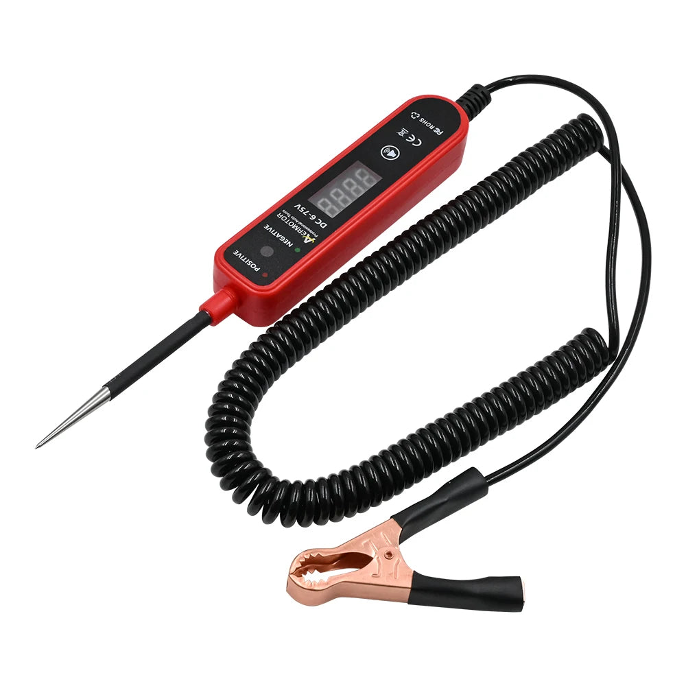 Aermotor Car Test Light with DC 6-75V LED Digital Voltage Display Electric Test Pen EM289 Car Short Circuit Diagnostic Tool