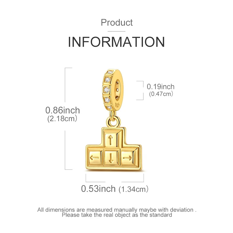 Original 925 Sterling Silver Charm Bead Golden Series Zircon Pendant Fit Original Bracelet Necklace For Women DIY Jewelry Gift