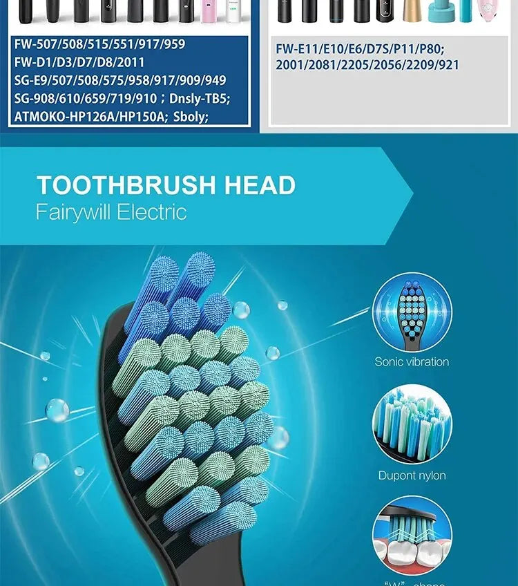 Tooth Brush Head For Seago-507B/908/909/917/610/659/719/910/575/551/548 Electric Toothbrush Deep Clean Dupont Bristle Brush Head