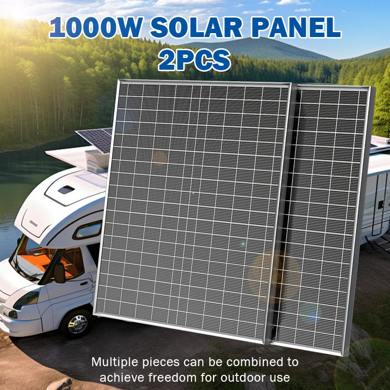 500W-1000W Polycrystalline Solar Panel Kit, 12V Portable Charger & Power Generator for Home, RV, Camping & Outdoor Travel