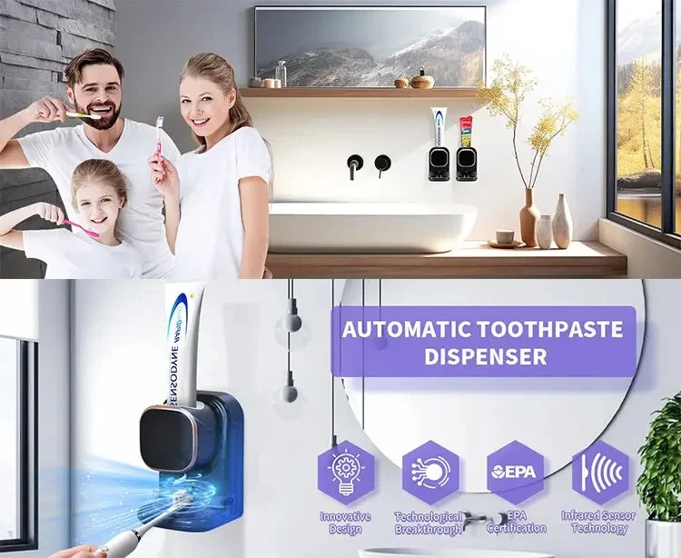 Smart 3 Mode Automatic Sensor Electric Toothpaste Dispenser Wall Mounted USB Removable Toothpaste Squeezer Bathroom Accessories