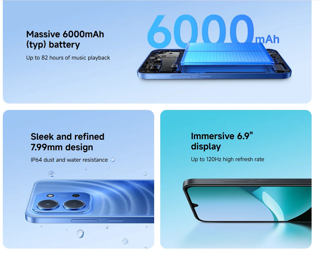 EU Redmi 15C Mobile Phone EU Version MediaTek Helio G81 Ultra 50MP AI Dual Camera 6.9" 120Hz Display 6000mAh Battery No Charger