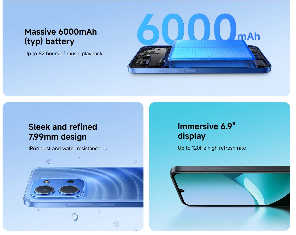 EU Redmi 15C Mobile Phone EU Version MediaTek Helio G81 Ultra 50MP AI Dual Camera 6.9" 120Hz Display 6000mAh Battery No Charger