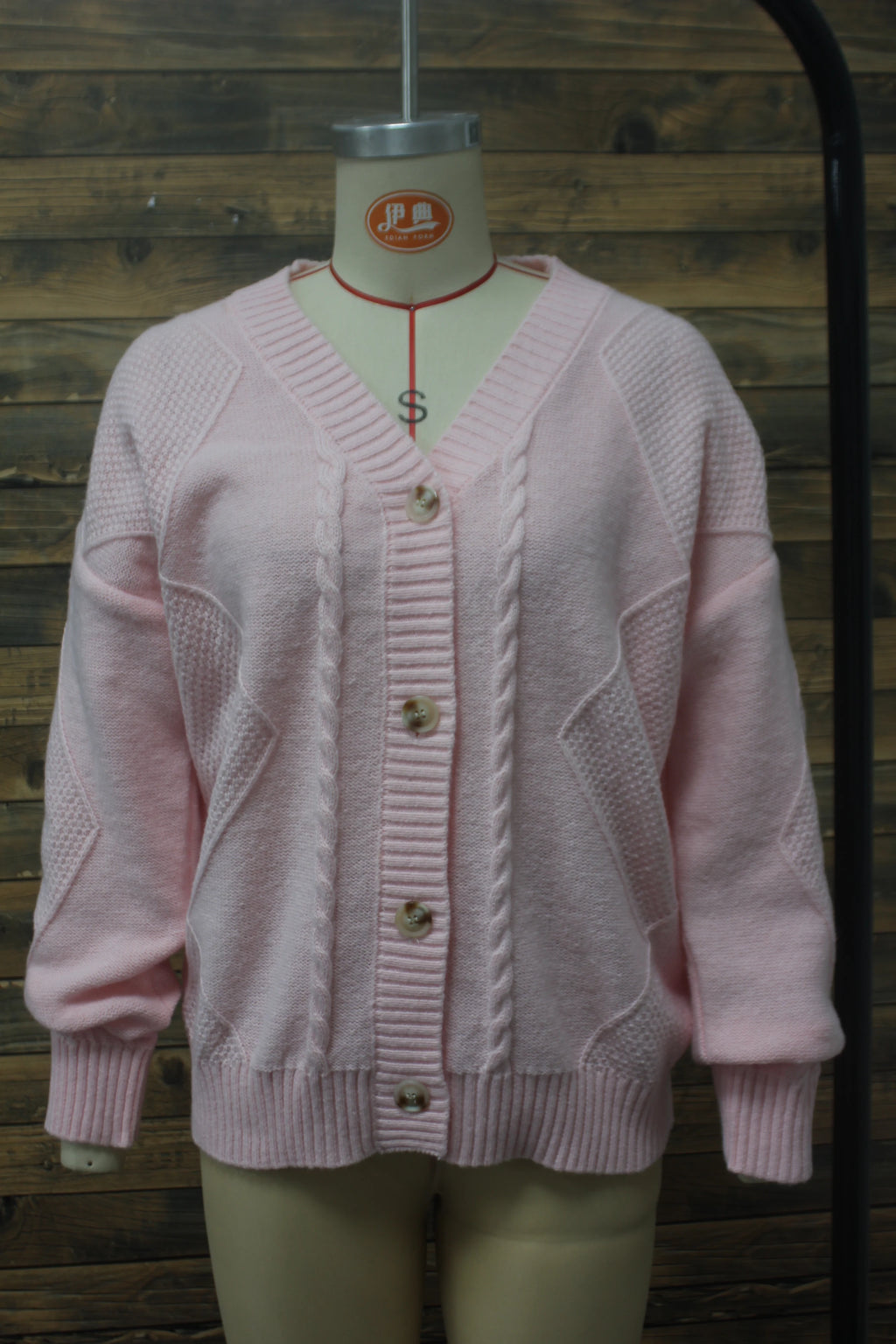 Women V Neck Cable Knit Cardigan Fuzzy Soft Long Sleeve Button Down Loose Casual Fall Winter Pocket Sweater Coat