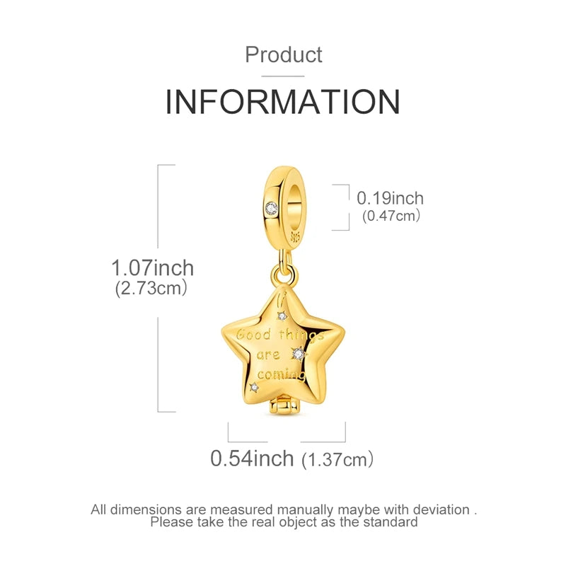 Original 925 Sterling Silver Charm Bead Golden Series Zircon Pendant Fit Original Bracelet Necklace For Women DIY Jewelry Gift