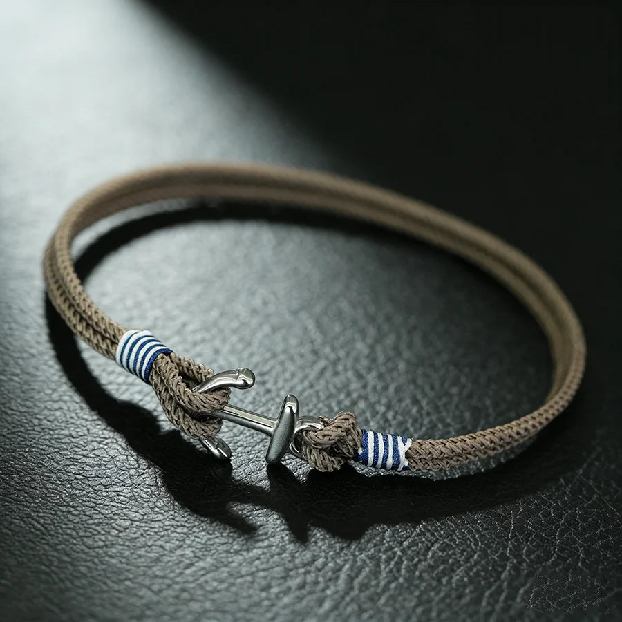 Stylish Men Anchor Bracelet Stainless Steel Selected High Quality 2mm Braided Rope That Does Not Fade Or Deform Pulseria Homme