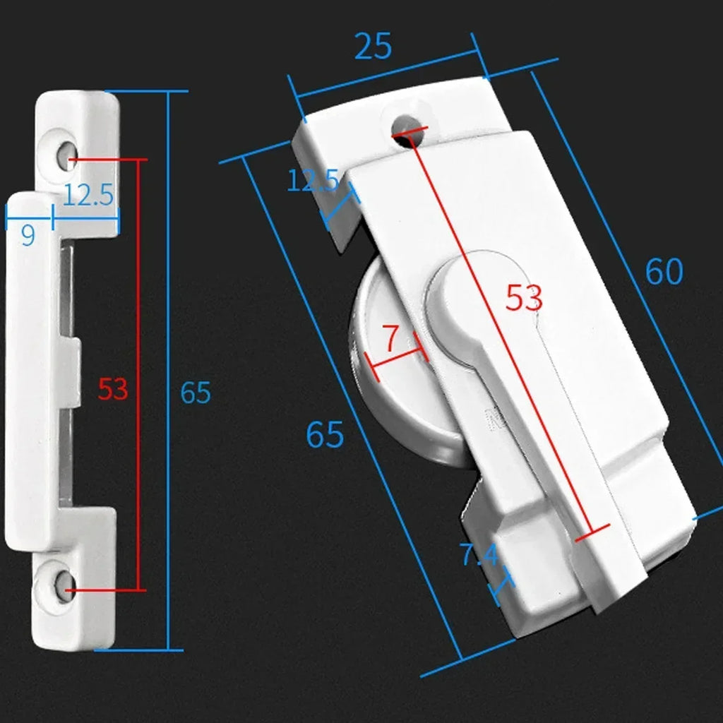 1PC Zinc Alloy Sash Lock 60x25mm Sliding Casement Sash Vertical Slider Fitch Catch Lock White Home Door Window Hardware