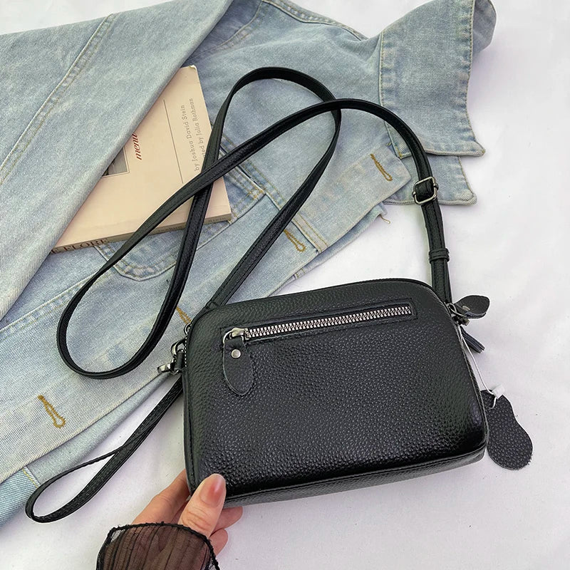 100% Genuine cowhide Women's Leather Mobile Phone Bag Crossbody Bags For Women Bag Designer Crossbody Bag Messenger Bags Sac