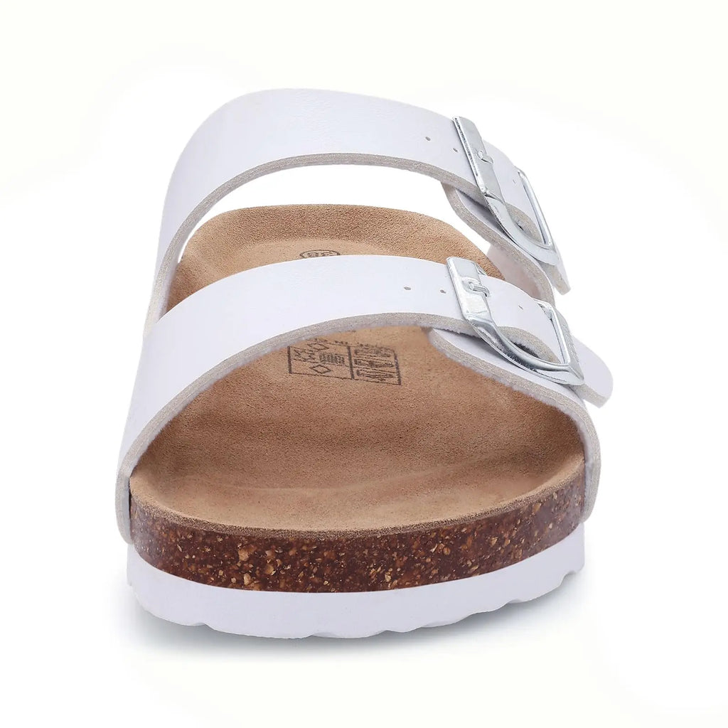 Kidmi Men's Cork Footbed Slide Sandal Slip On Sandals  Women Cork Sandals Nonslip Beach Sandals Female Adjustable Buckle Slides