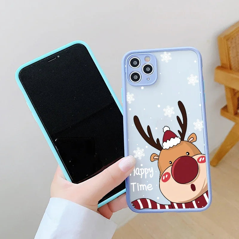 Christmas Matte Hard Phone Case for iPhone 17 7 8 Plus SE2 11 12 13 14 15 16 Pro Max Mini  New Year Gift Lovely Cover Fundas