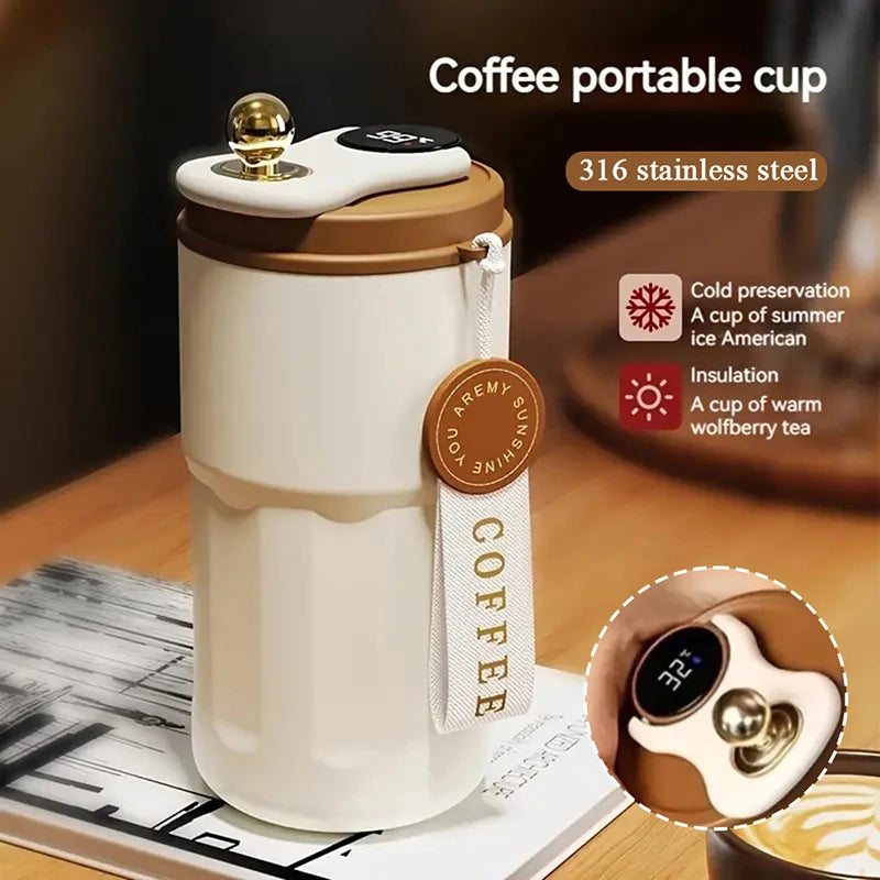 450Ml Insulated Cup 316 Stainless Steel Coffee Cup Temperature Digital Display Portable Sport Water Bottle Universal Water Cup