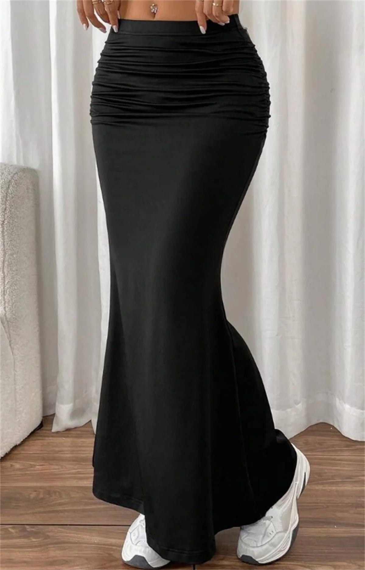 Women Solid Slim Fishtail Skirt Spring Summer New In Elegant Fashion High Waist Fold Skirts Lady Causal Street Short Dress Sexy