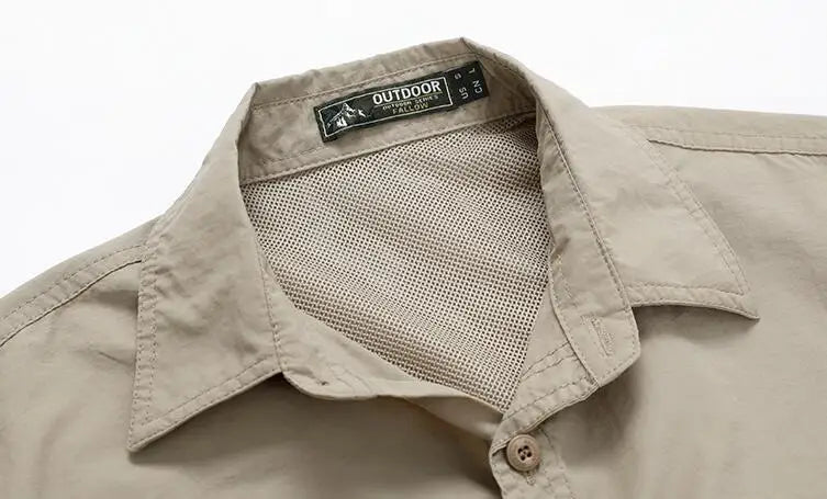 Men Outdoor Thin Breathable Comfortable Cargo Shirts Male Multi Pockets Tooling Shirts New Spring Male Mountaineering Shirts