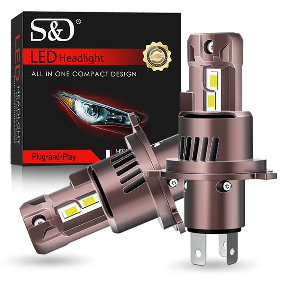 S&D H4 LED Lights Fog Bulb with Turbo Fan 30000LM 300W Super Bright Wireless Auto Lamp 6000K High Low Beam Car Headlamp CANBUS