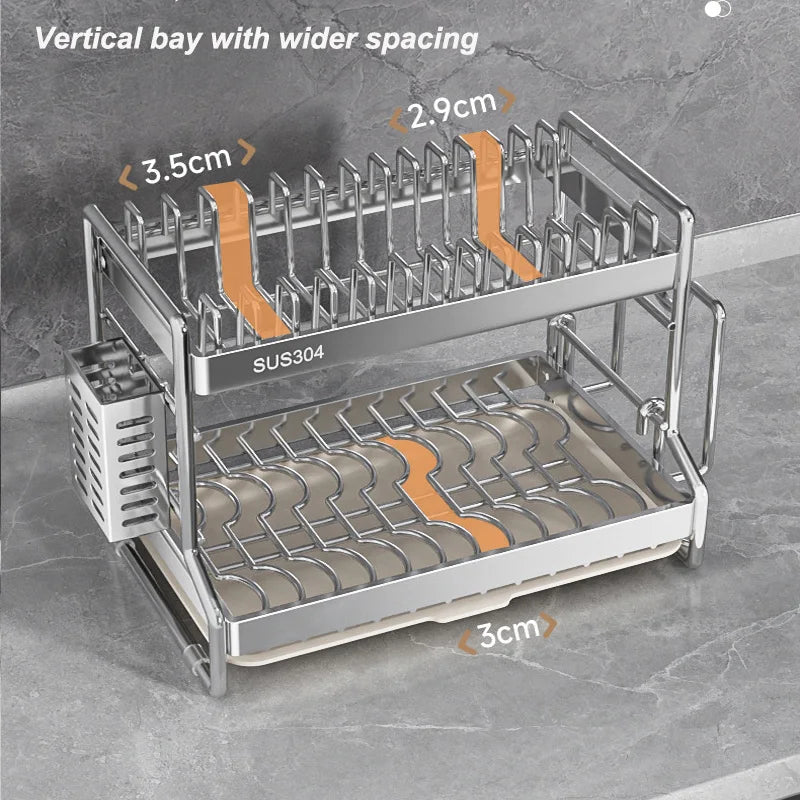New Dish Drainer Kitchen Storage Organization Stainless Steels Drainer Kitchen Dishes Kitchenware Tableware Drainer Board Rack