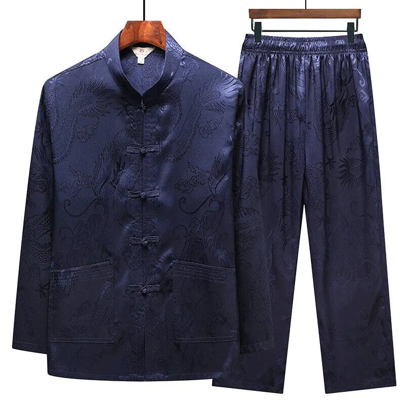Shirts + Pants 2026 summer long sleeve Sportswear Men's Casual Sets Man Fashion Chinese style men shirts and trousers size M-4XL