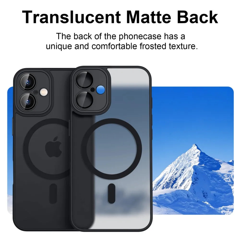 Luxury Magnetic Matte Translucent Case For iPhone 11 12 13 14 15 16 Plus 16E 17E 17 Pro Max For Magsafe Wireless Charge Cover
