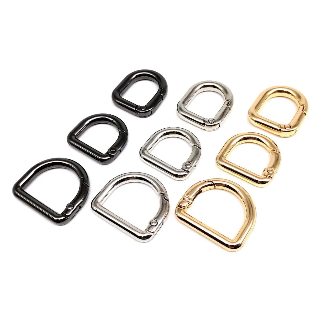 HZYUEGOU D Shape Type Spring Ring Openable Leather Bag Handbag Strap Buckle Connect Keyring Dog Chain Snap Clasp Clip Carabiner