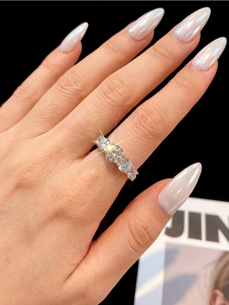 925 Sterling Silver Sparkling 1CT Real Moissanite Diamond Ring for Women Wedding Original High Quality Fine Jewelry