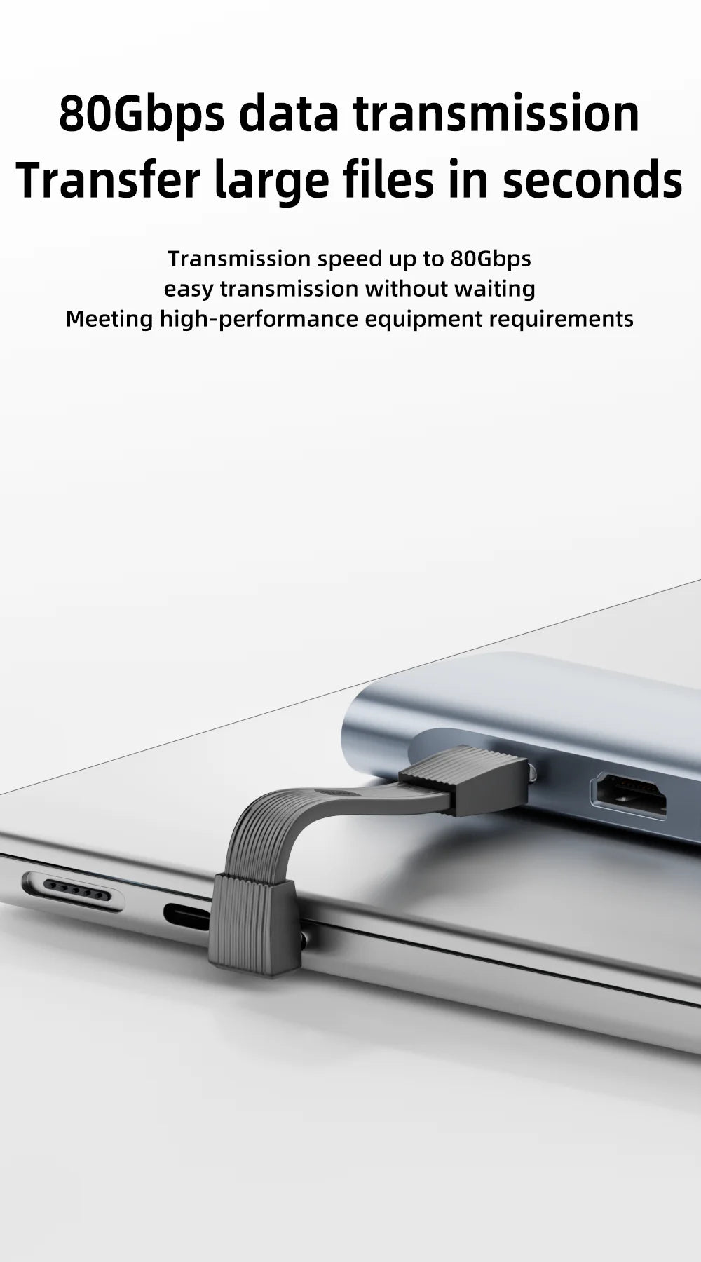 USB 4.0 Type-C to Type-C Cable 240W Fast Charging 80Gbps Data Transmission 8K60Hz Short Soft Cable Suitable for Computer Mobile