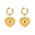 Vintage 316L Stainless Steel Turkish Evil Eye Hoops Earrings Huggie Drop Heart Pendant Earrings For Women Daily Jewelry Gifts