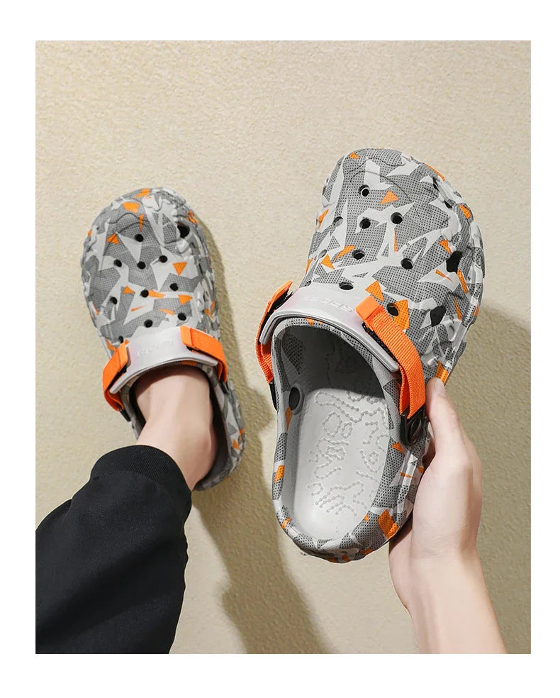 Shoes Men's Clogs Slippers Sandals 46 47 Male Garden Shoes Flat Camouflage Sandals Male Big Size Outdoor Flip Flops Home Clogs