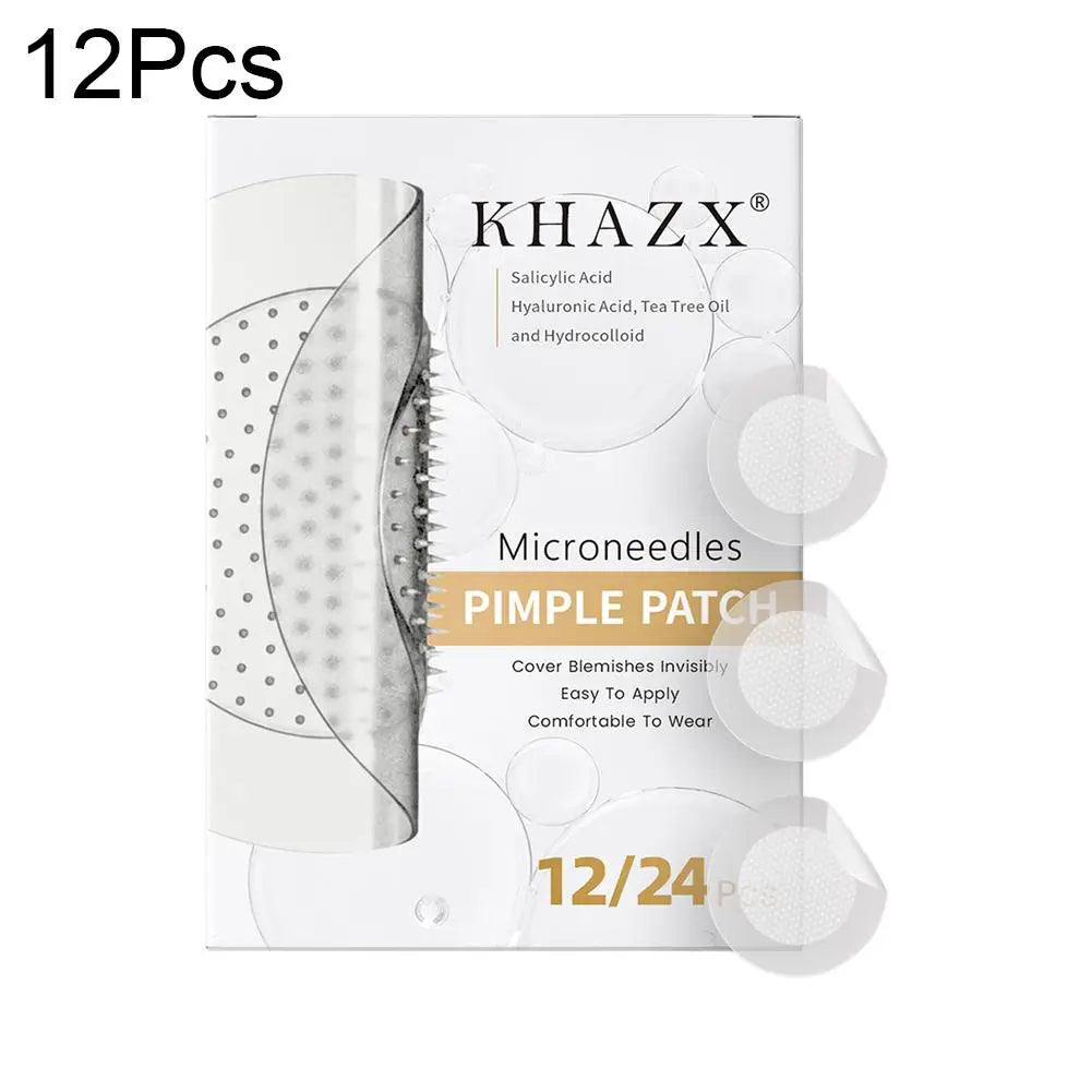 12/24PCS Microneedle Acne Patch Hydrocolloid Invisible Rounded Corner Acne Cover Patches Daily Gentle Skincare Unisex