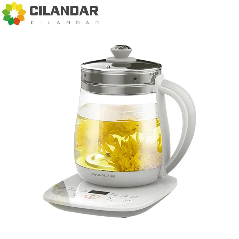 220V Jiuyang Health Pot Multi-Functional Flower Teapot Glass Stew Tea Pot 1.5L Portable Mini Multi Cooker Tea Dessert Cooker