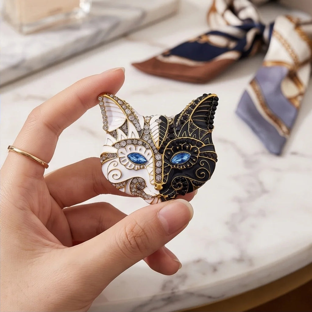 Baroque Luxury Cat and Fox-Face Design Brooches for Men and Women, Jewelry, Fashion Accessories, and Party Gifts
