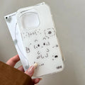 Ins Korean Cute Line Rabbit Cat Lovely Graffiti Phone Case For iPhone 17 AIR 16 15 14 13 12 11 Pro MAX 16 PLUS Y2K Kawaii Cover