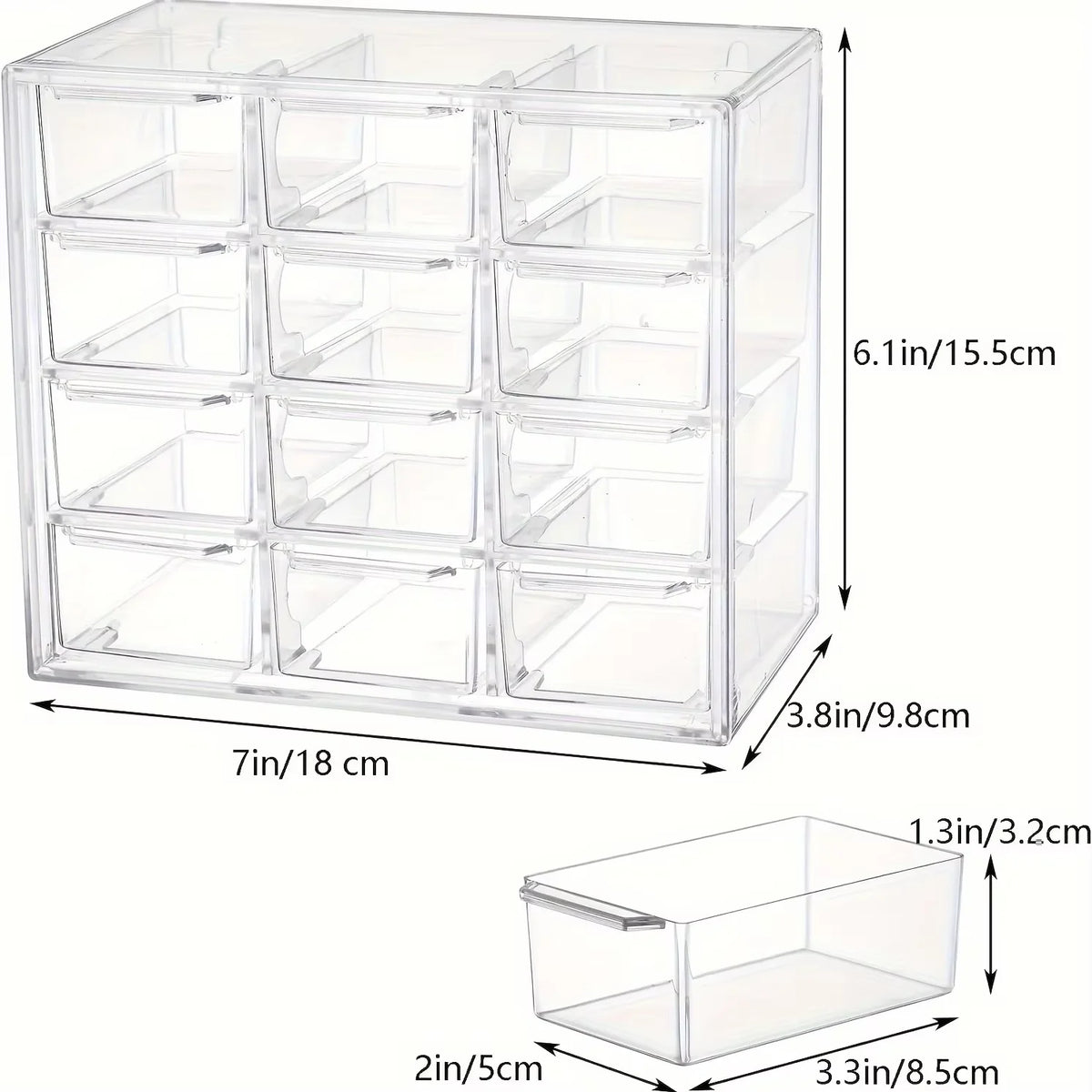 Daily disposable beauty contact lens storage box, 12-grid desktop jewelry invisible glasses multi-pair transparent organizer box