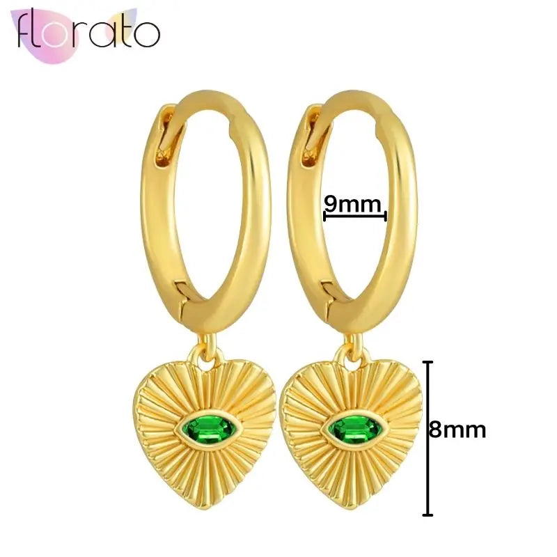 925 Sterling Silver Ear Buckle Retro Metal Heart Pendant Hoop Earrings for Women CZ Huggie Earrings Fashion Females Jewelry