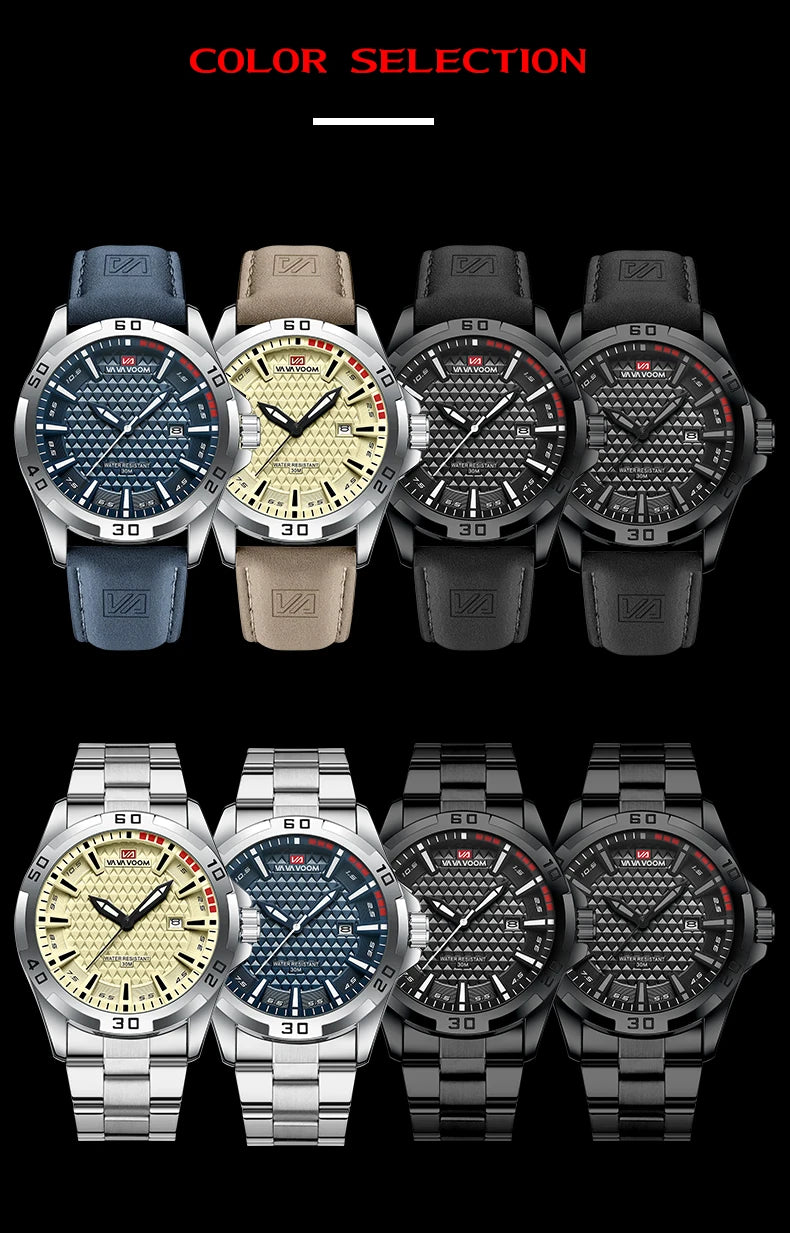Stainless Steel Men Quartz Watch Business Fashion 45mm Calendar Clock Silver Sports 3Bar Waterproof Gift Wristatch for Men Reloj