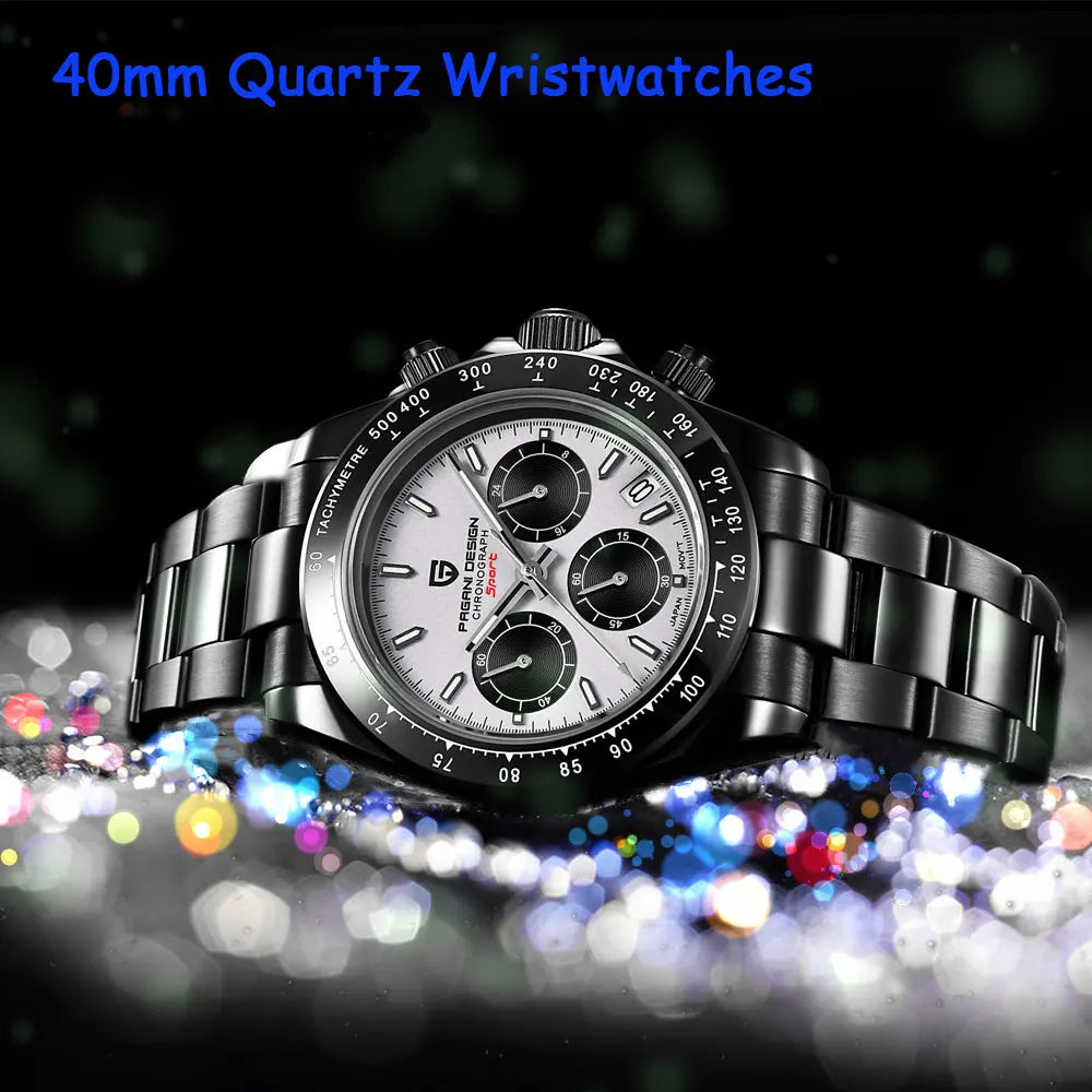 New 1644 PAGANI DESIGN 40mm Men Watch Multifunction Chronograph Sapphire Glass 100M Waterproof Quartz Watch for Men Reloj Hombre