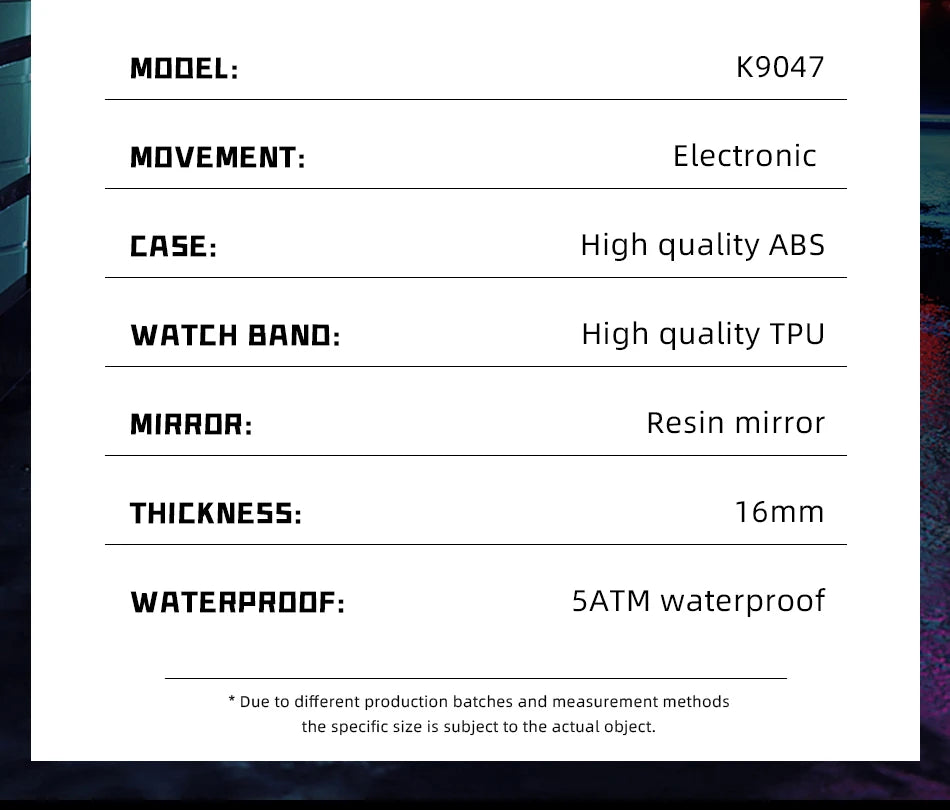 TPW Digital Watch with Big Numbers 5ATM Water Resistant Day Date Alarm Function Adventure Watch