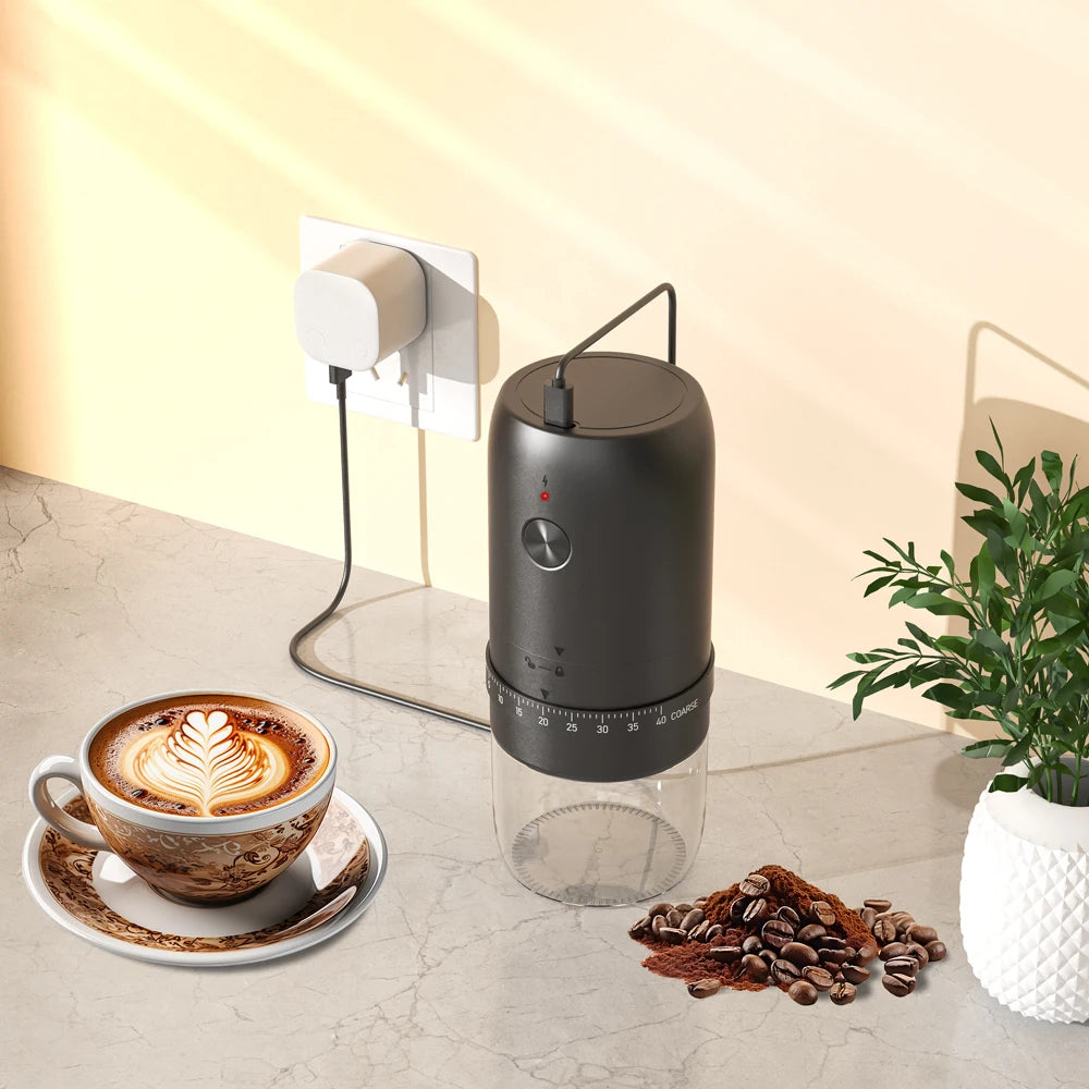 Portable USB Electric Coffee Bean Grinder 40 Gears Adjustable Rechargeable Mini Coffee Machine for Household Use