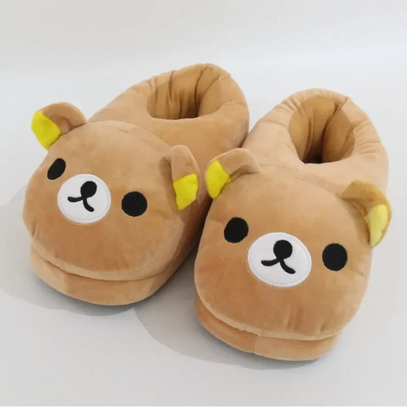 Luxury Winter Bear Cotton Ladies Slippers House Home Cartoon Cute Bear Home Indoor Couple Female Warm Indoor Slipper Casual
