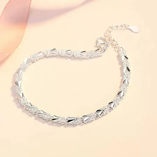 925 Sterling Silver 4MM Twisted Rope Bracelets For Women Men Fashion Minimalist Couple Chain Bracelet Male Unisex Jewelry Gifts