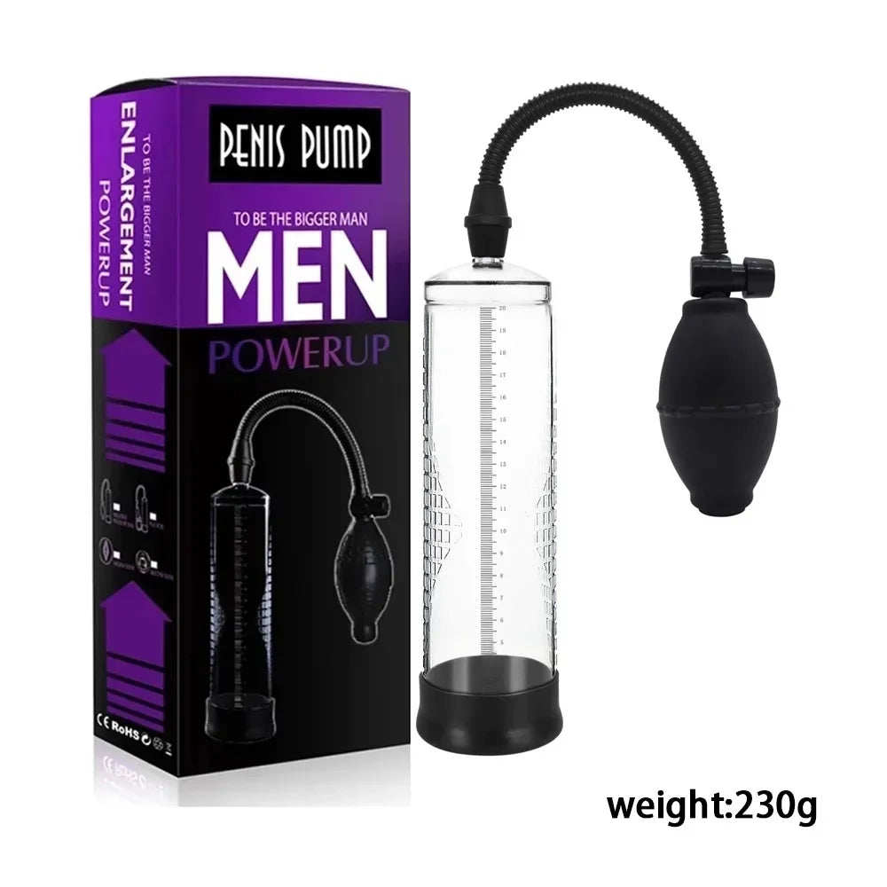 Effective Penis Pump for Men Enlargement Vacuum Dick Extender with Pressure Gauge Realistic Vaginal Sleeve 3 Silicone Inserts