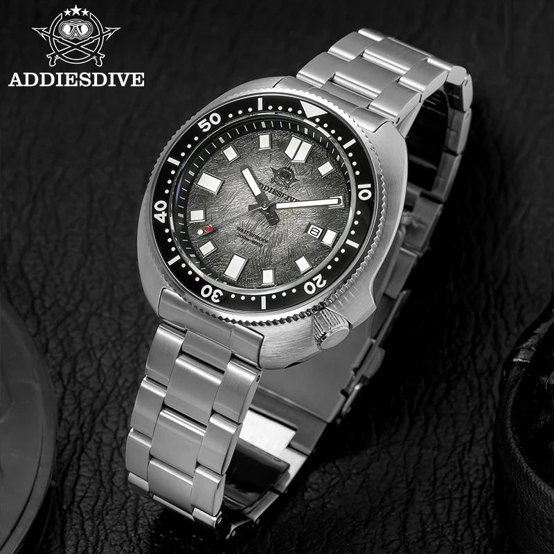 ADDIESDIVE New AD2511 Men's Quartz Watches 41mm Turtle Design Sapphire Glass AR Coated BGW9 Luminous Waterproof 200M Diver Watch