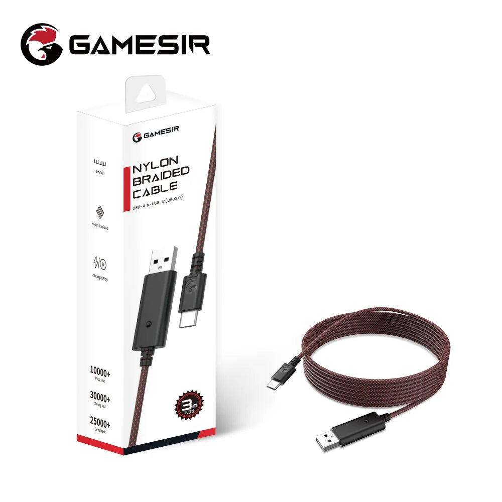 GameSir 3m Cable for G7 Pro G7 Pro 8K Nova Lite Cyclone 2 G8 Plus Gamepad Accessories USB Connector Original Nylon Braided Cable