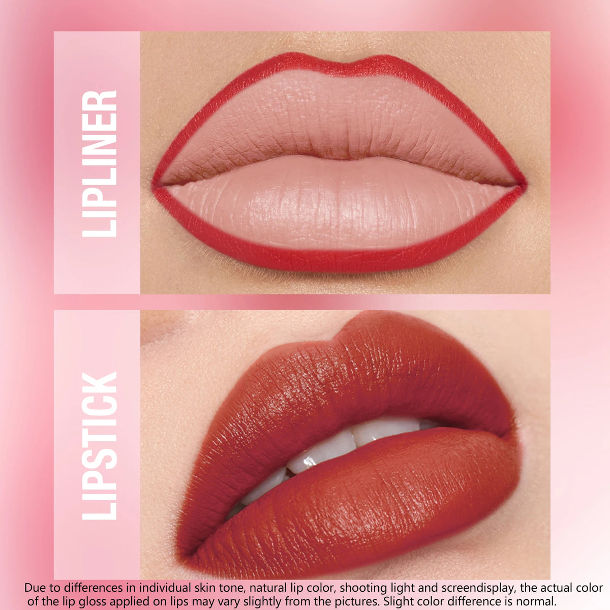 Conjunto de batom e delineador de lábios integrado, à prova de água, sem manchas, não desbota, não transfere, de longa duração, fácil de criar uma maquilhagem perfeita!