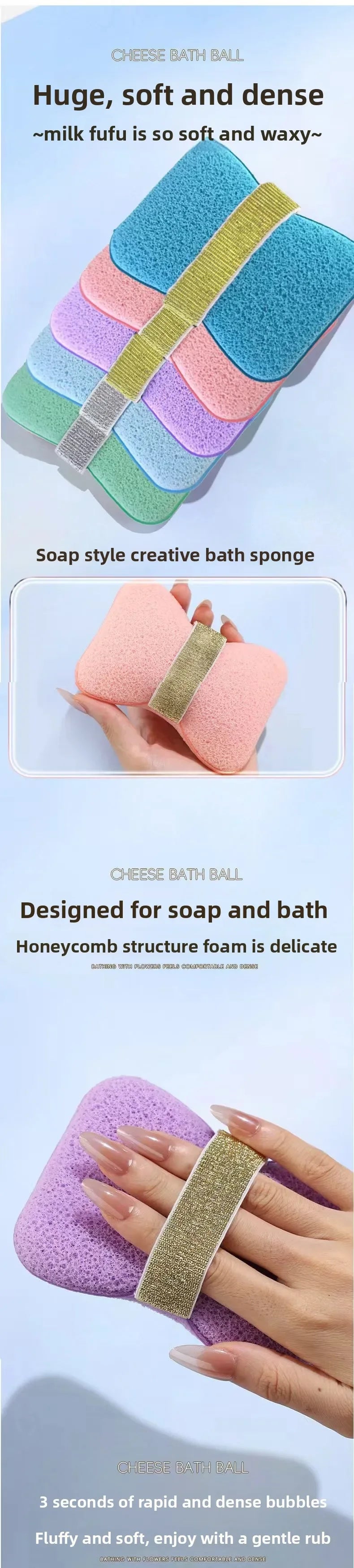 Soap Saver Bag Bath Sponge Shower Loofah Exfoliating Body Scrubber for Women Bath Ball Foaming Net for Skin Cleaning