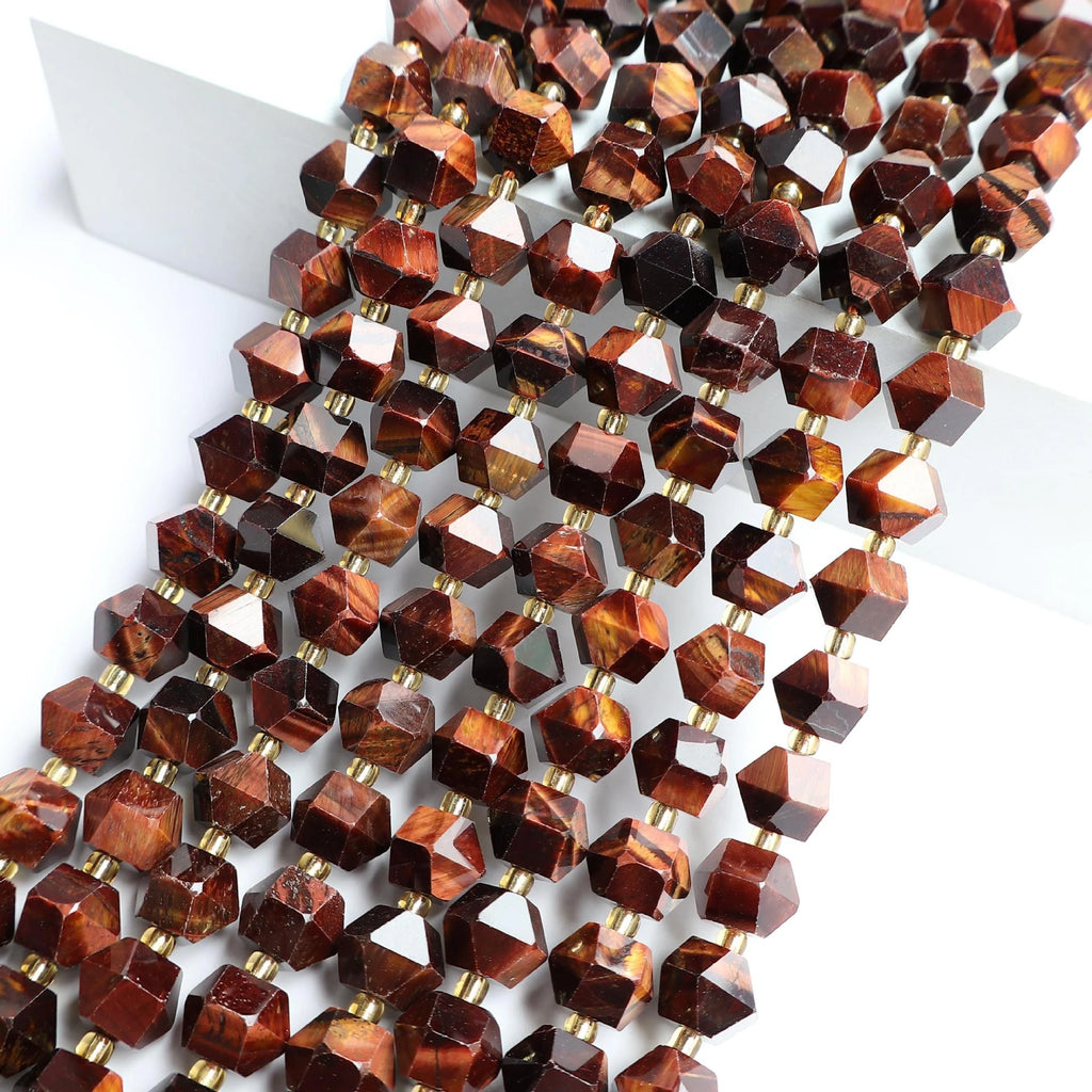 New 10MM Faceted Natural Stone Amazonite Tiger Eye Crystal Octagonal Beads DIY Jewelry Making Bracelet Necklace Wholesale