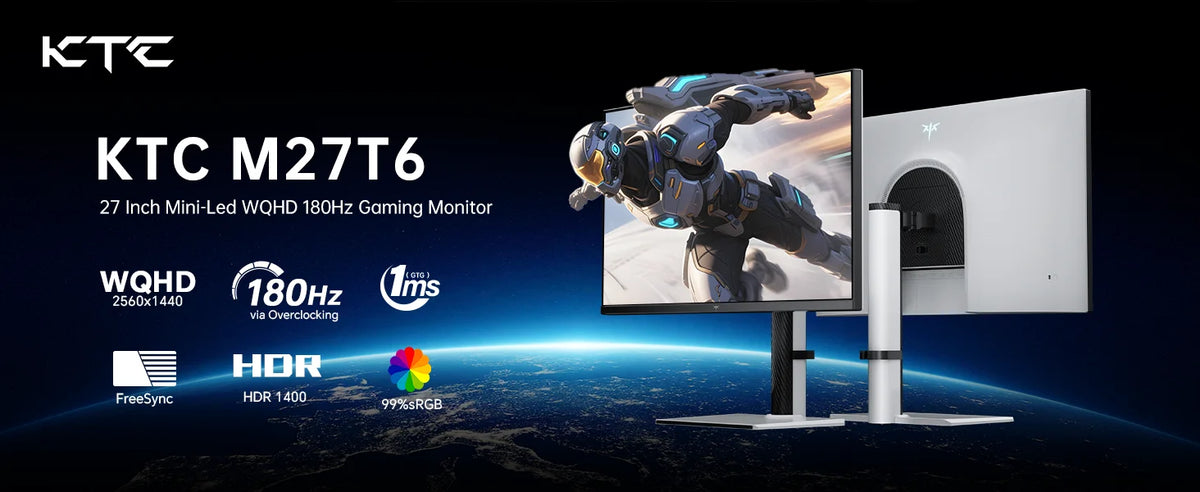 Ktc Mini Led Monitor 27 Inch |     Gaming Monitor |     2K@180Hz Qhd (2560X1440P) |     Vesa Display Hdr1400 |     1Ms |     Adaptive Sync |     148% Sr