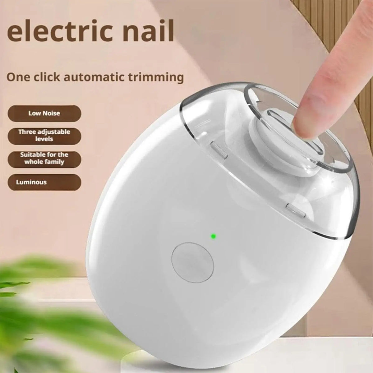 Electric Nail Clipper 3 Speeds Manicure Tools with File Attachment Nail Trimmer with Light for Home Salons Travel Daily