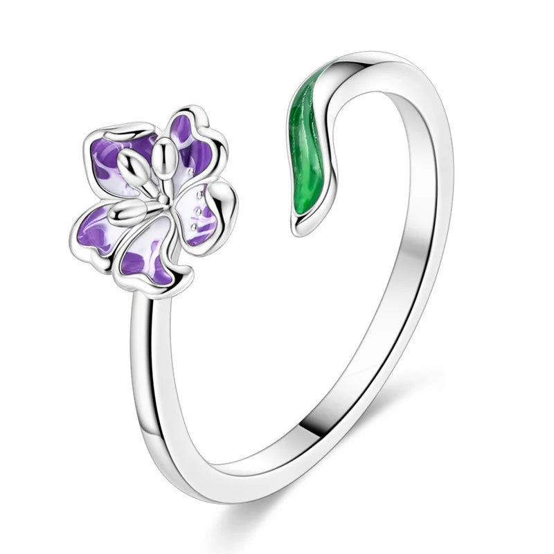 925 Silver Open Ring Sunflower Bee Star Eternal Love Jewelry Women's Wedding Gift